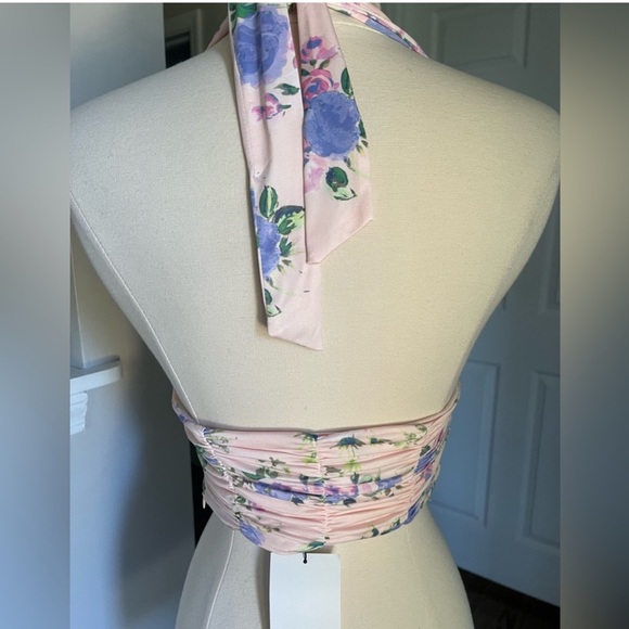 NWT Zara silky floral crop halter corset top S - Picture 10 of 11